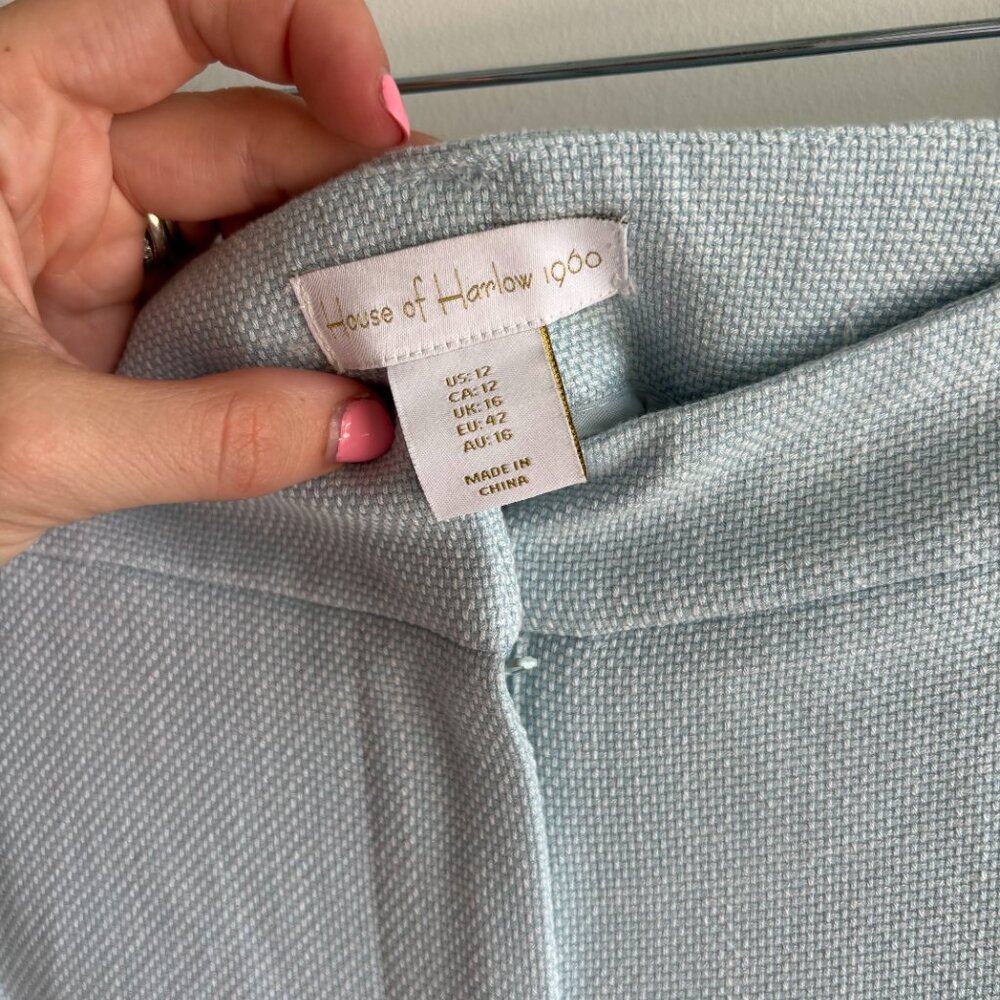 House of Harlow 1960 Womens Straight-Leg Pants Zip Hook & Eye Light Blue Size 12 - Picture 6 of 8